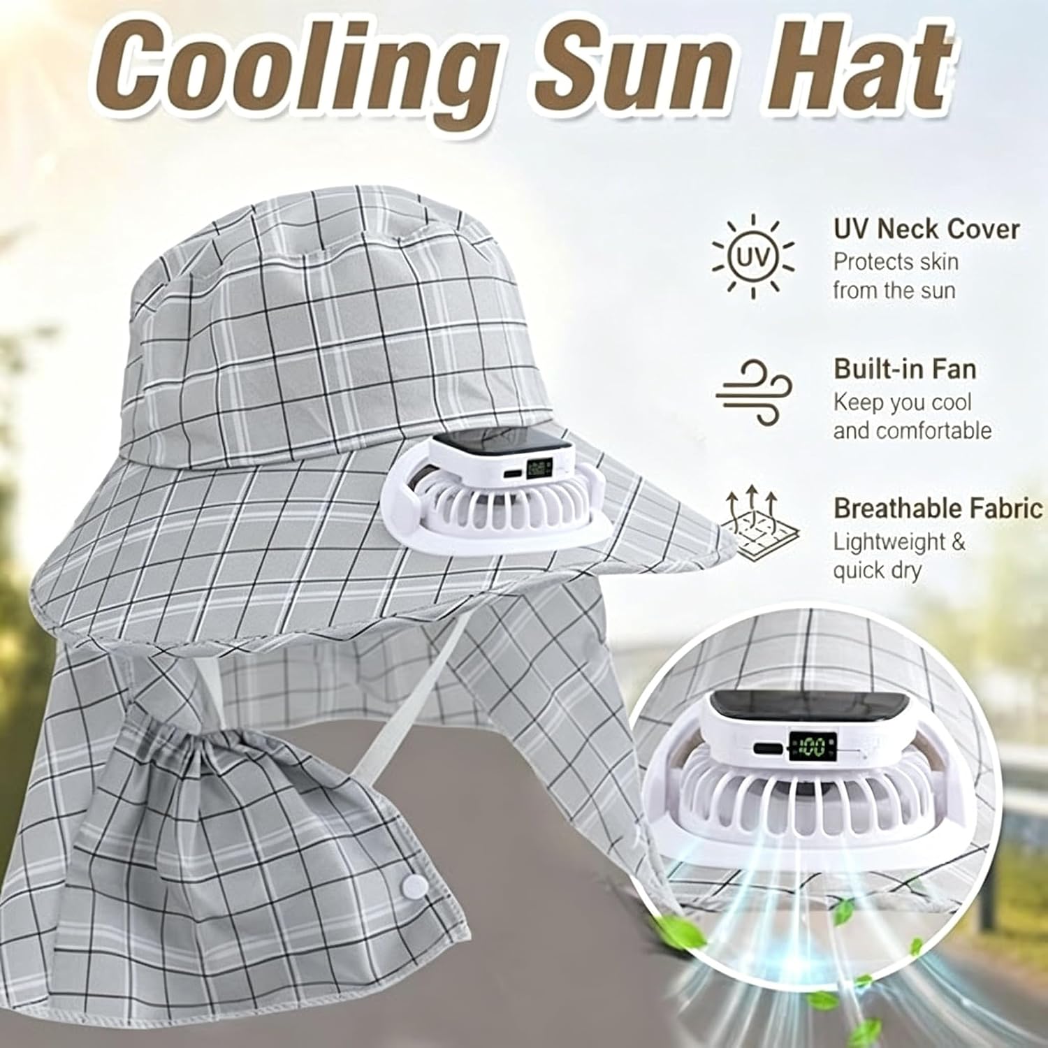 1PC Solar Power Neck Guard Fan - Fishing Hat review and price